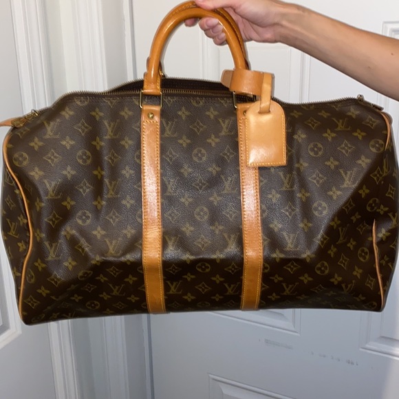 Louis Vuitton Keepall 50 Duffle Bag in Monogram Canvas and Leather